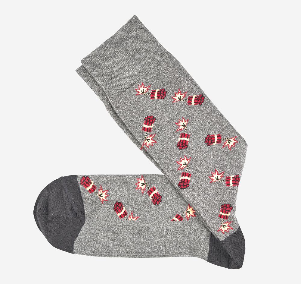 johnston & murphy Novelty Socks Gray Firecracker