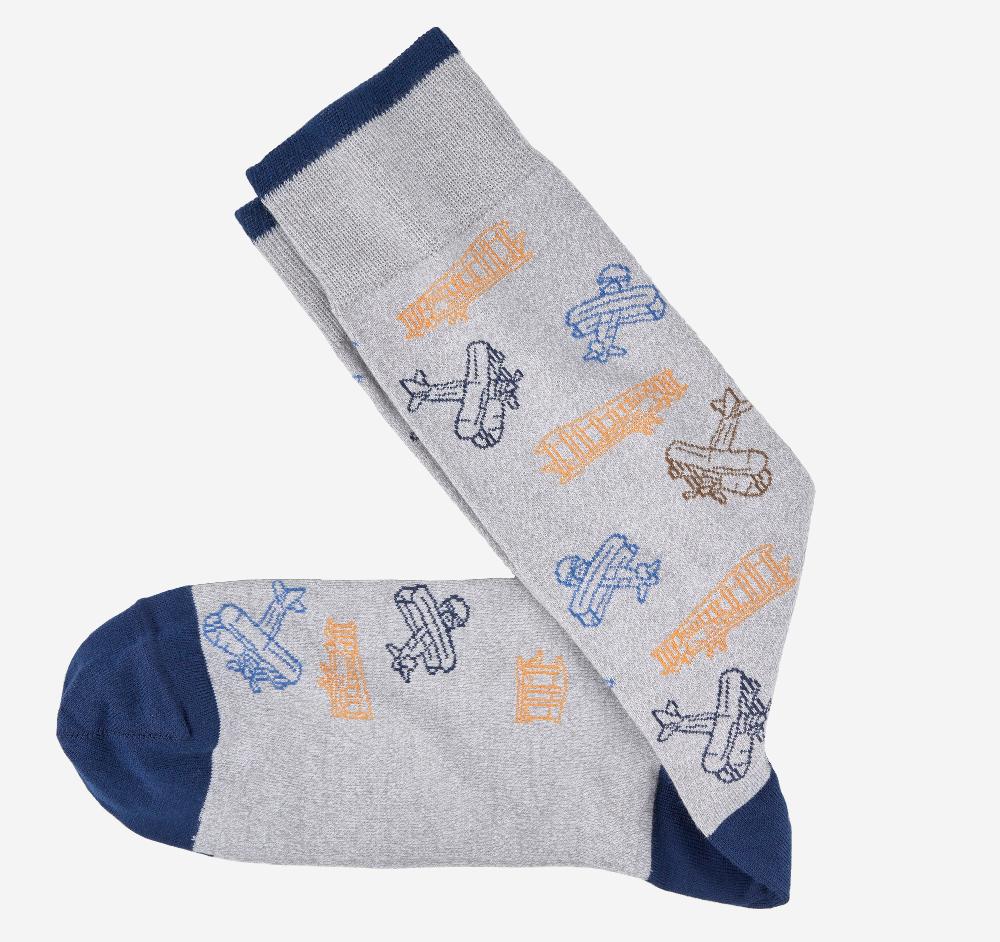johnston & murphy Novelty Socks Gray Vintage Planes
