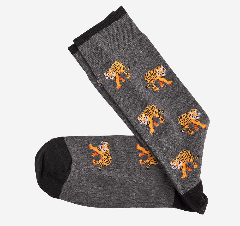 johnston & murphy Novelty Socks Light Gray Tiger