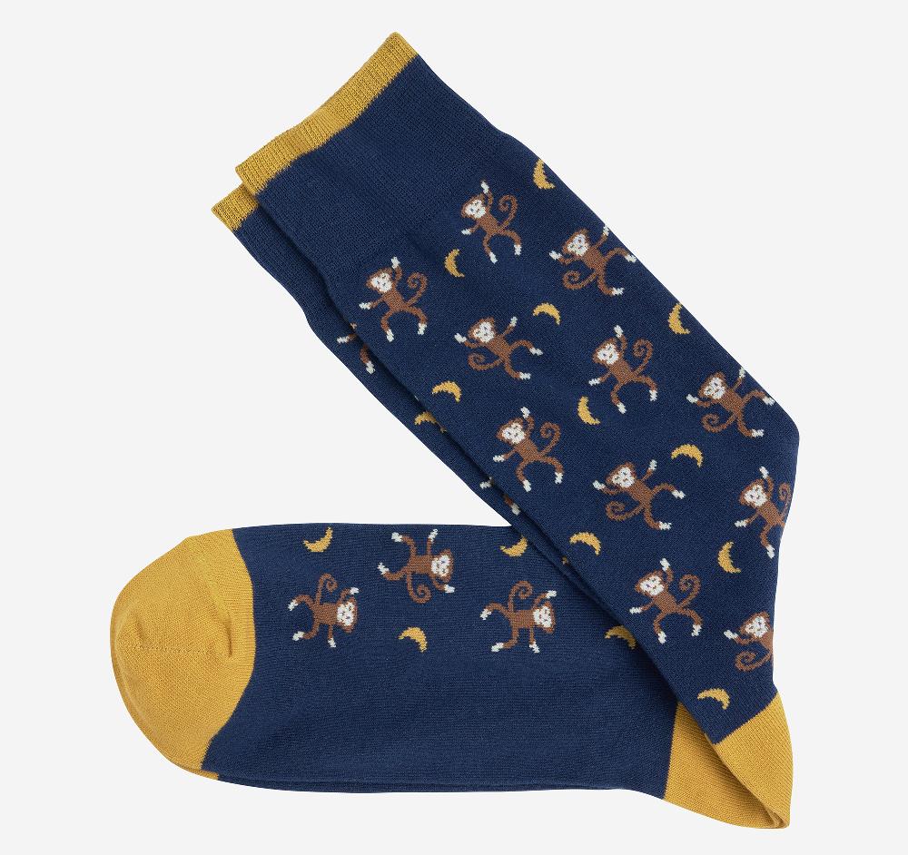 johnston & murphy Novelty Socks Navy Dancing Monkeys