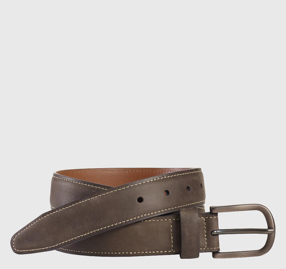 johnston & murphy Oiled Contrast Stitched Belt Brown
