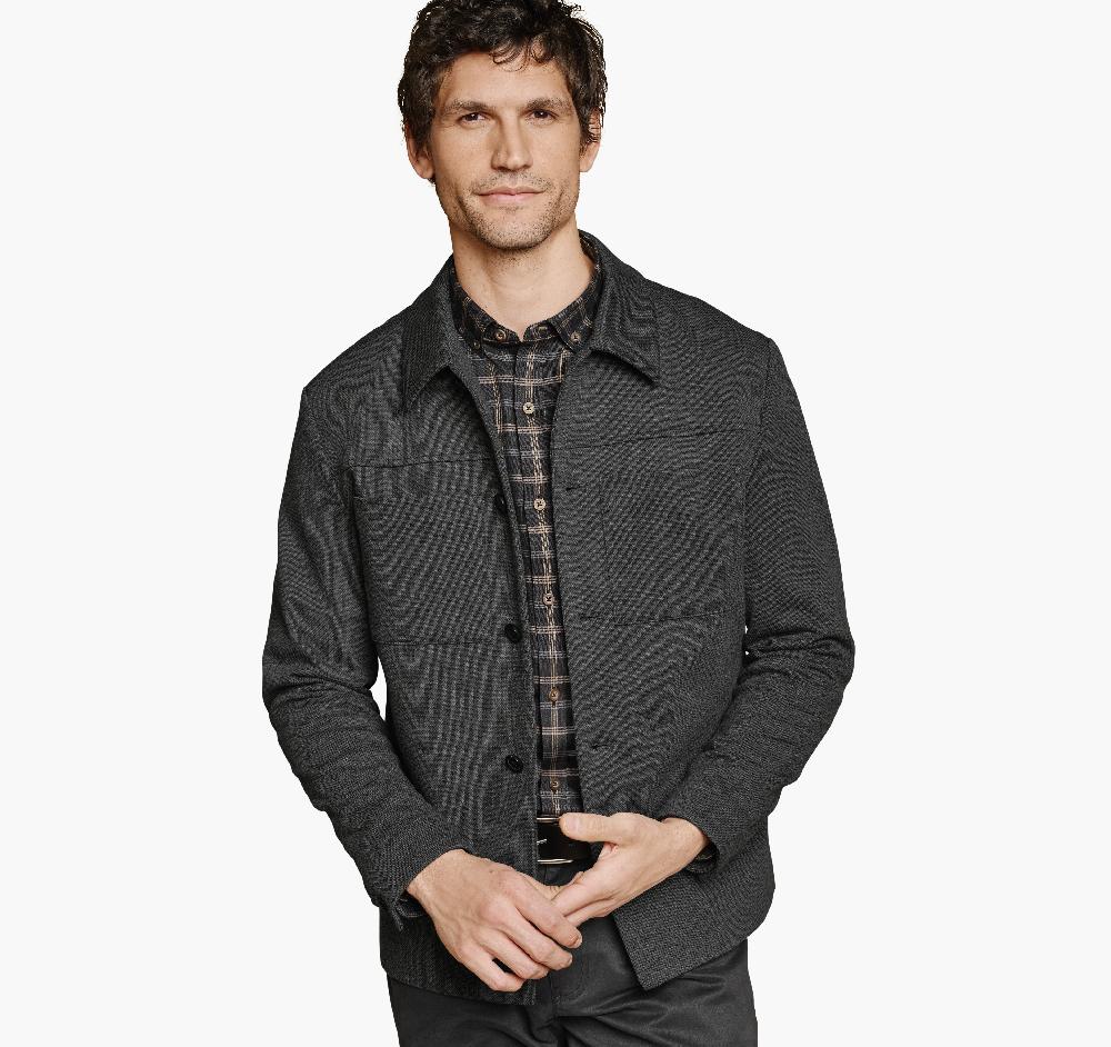 johnston & murphy Patterned Shirt Jacket Charcoal