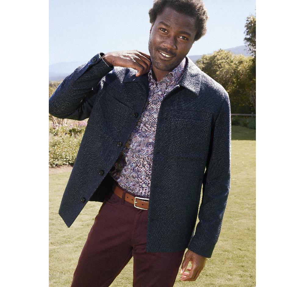 Johnston & Murphy Patterned Shirt Jacket Navy