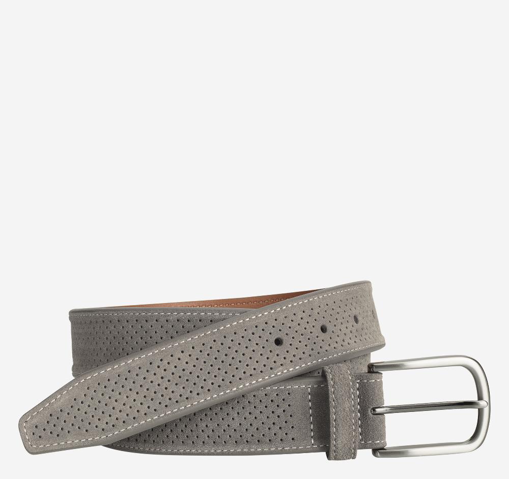 johnston & murphy Perfed Suede Belt Gray