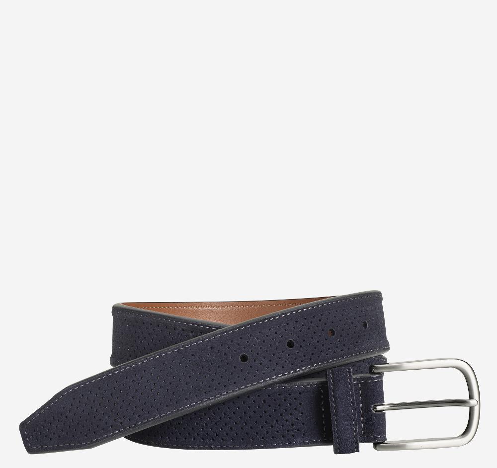 johnston & murphy Perfed Suede Belt Navy