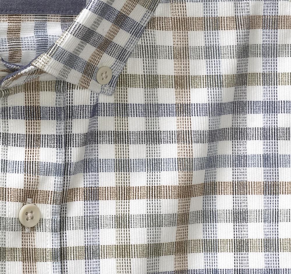 Johnston & Murphy Plaid Corduroy Shirt Ivory Plaid