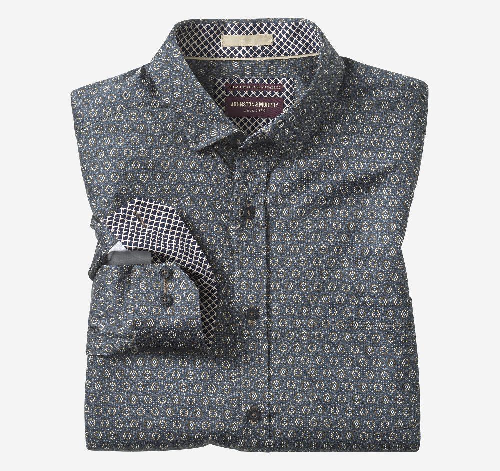 johnston & murphy Printed Cotton Shirt Brown Atrium