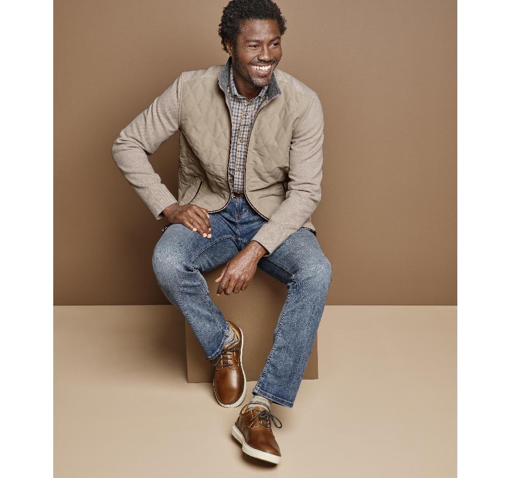 Johnston & Murphy Quilted Full-Zip Tan