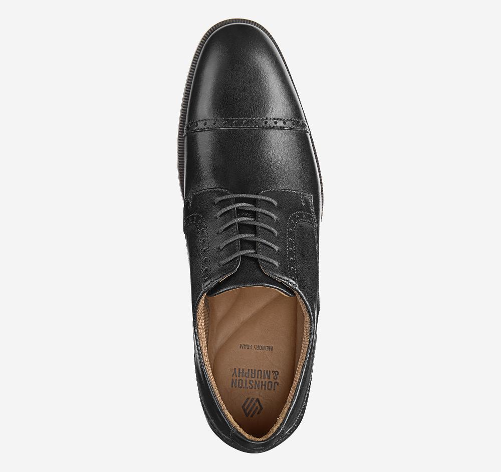 Johnston & Murphy Reeve Cap Toe Black Full Grain