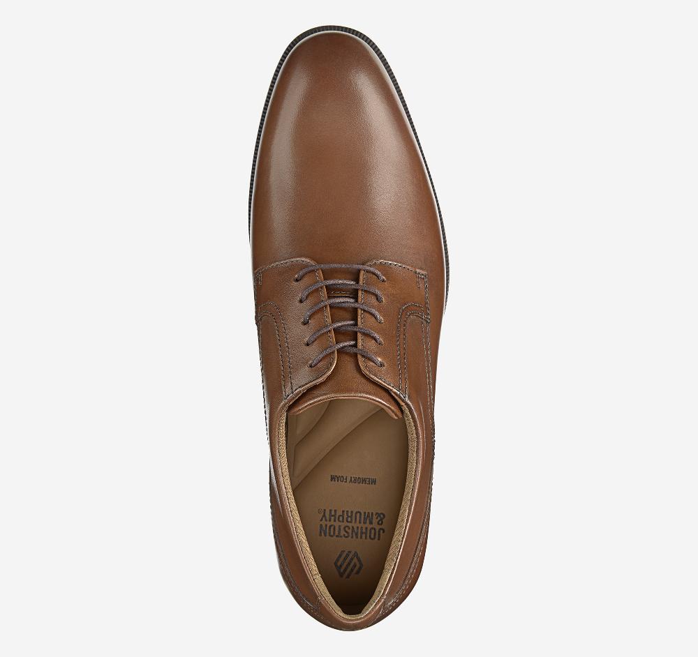 Johnston & Murphy Reeve Plain Toe Brown Full Grain