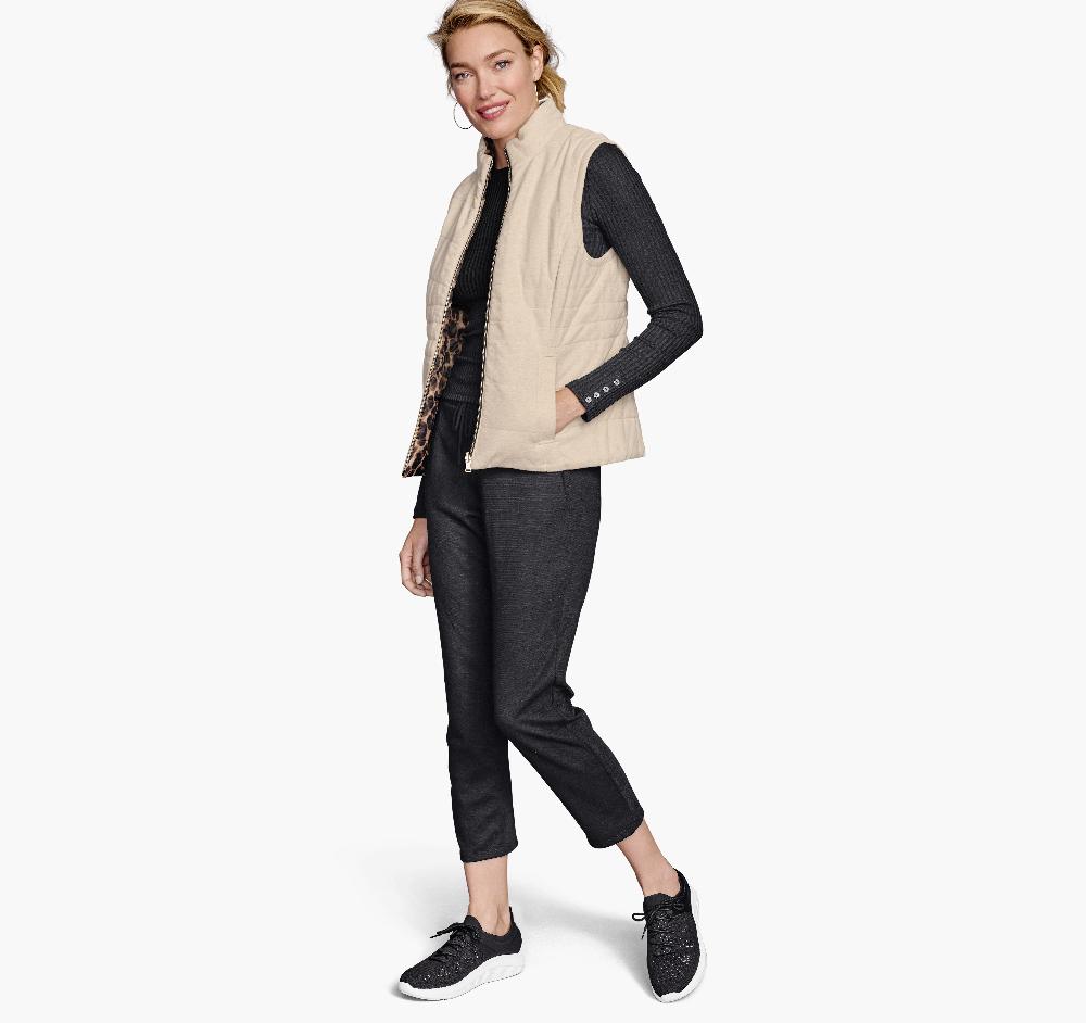 Johnston & Murphy Reversible Vest Cream/Leopard