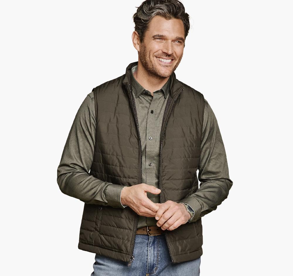 johnston & murphy Reversible Vest Olive/Marled Olive