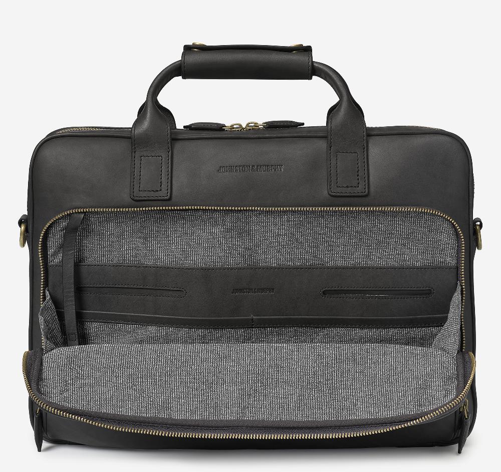 Johnston & Murphy Rhodes Briefcase Black Full Grain