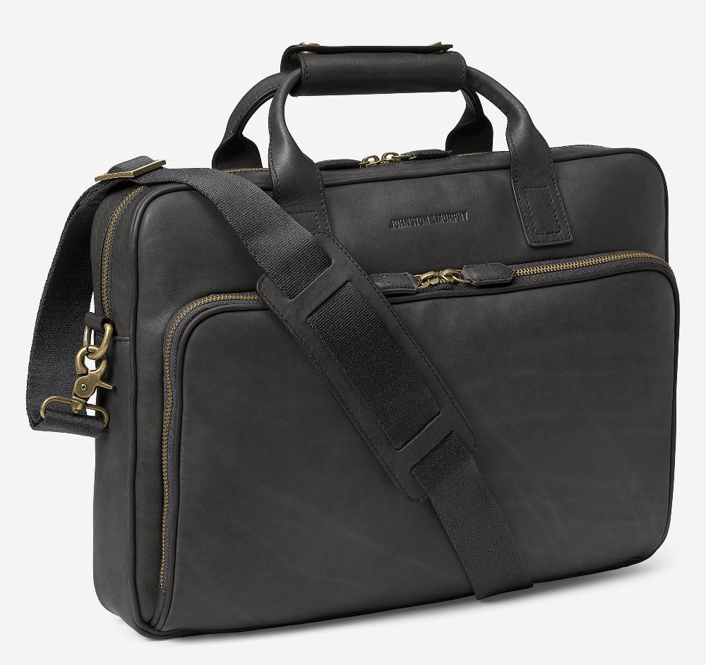 Johnston & Murphy Rhodes Briefcase Black Full Grain