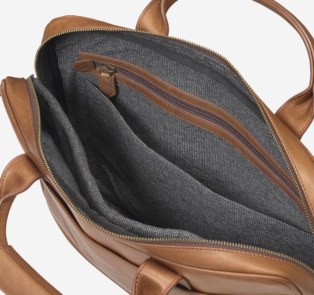 Johnston & Murphy Rhodes Briefcase Tan Full Grain