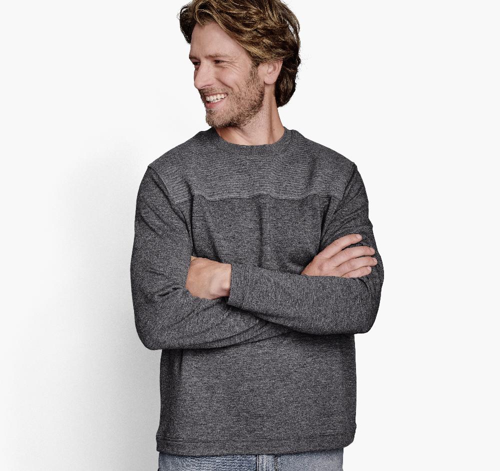 johnston & murphy Ribbed Crew Pullover Charcoal