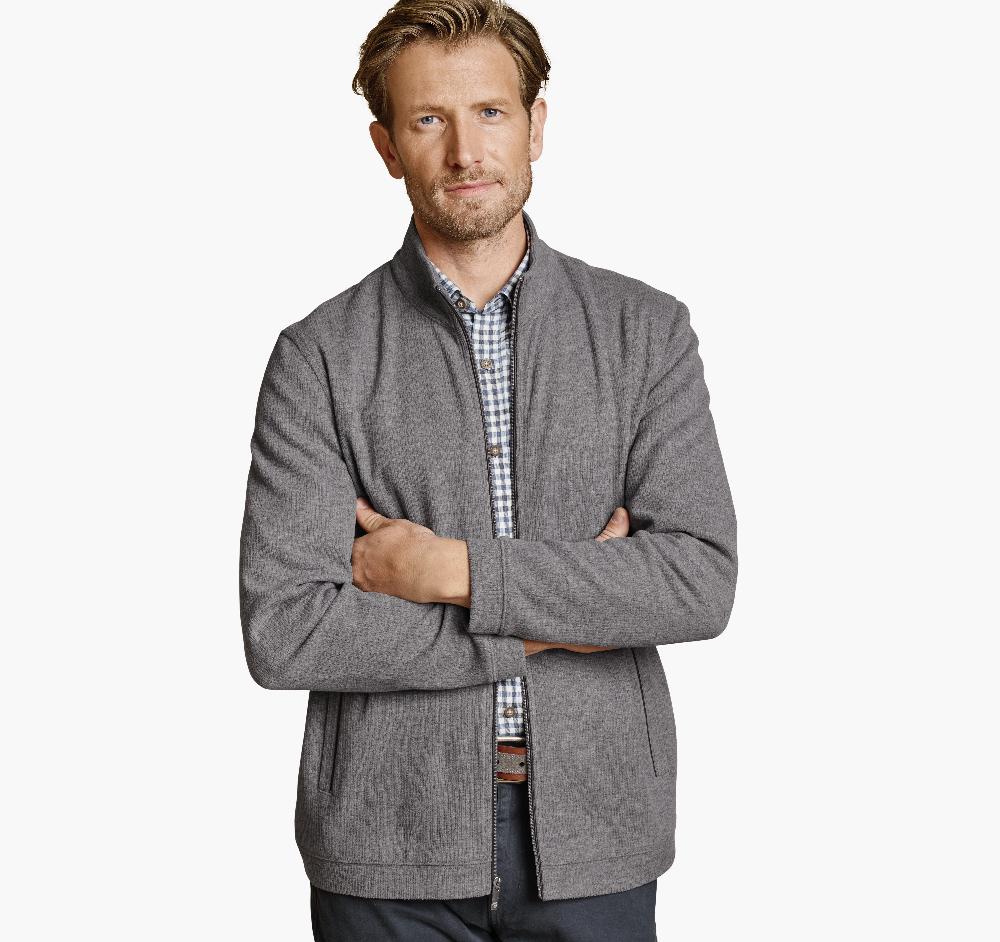 johnston & murphy Ribbed Full-Zip Gray