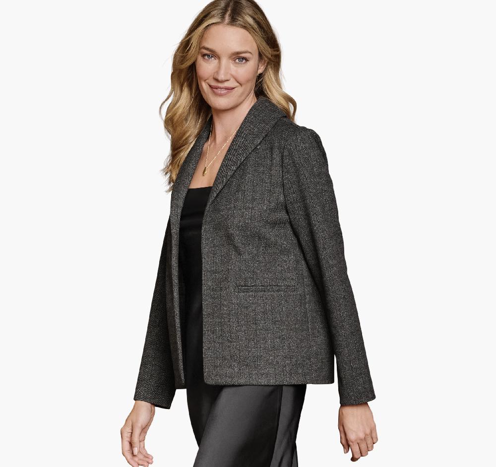 johnston & murphy Shawl-Collar Knit Blazer Charcoal