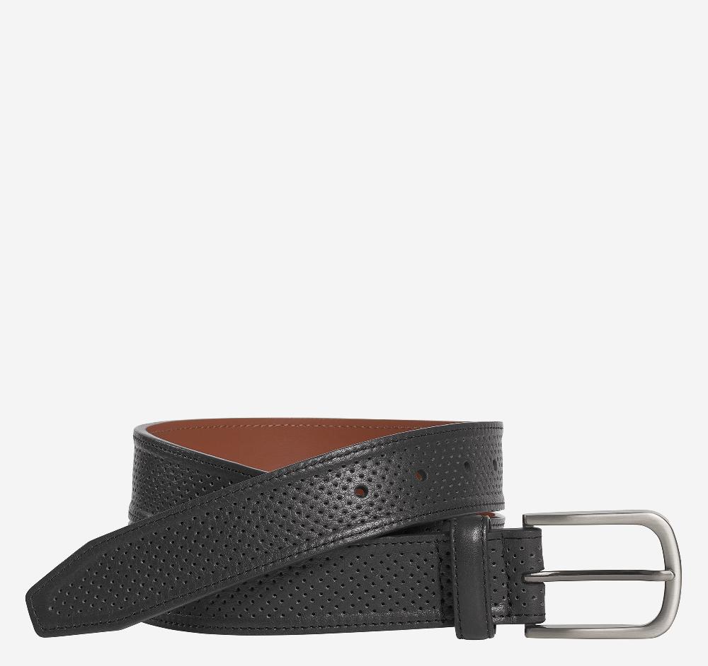 johnston & murphy Soft Perforated Leather Belt Black