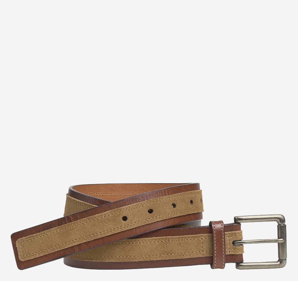 johnston & murphy Suede Overlay Belt Brown/Camel