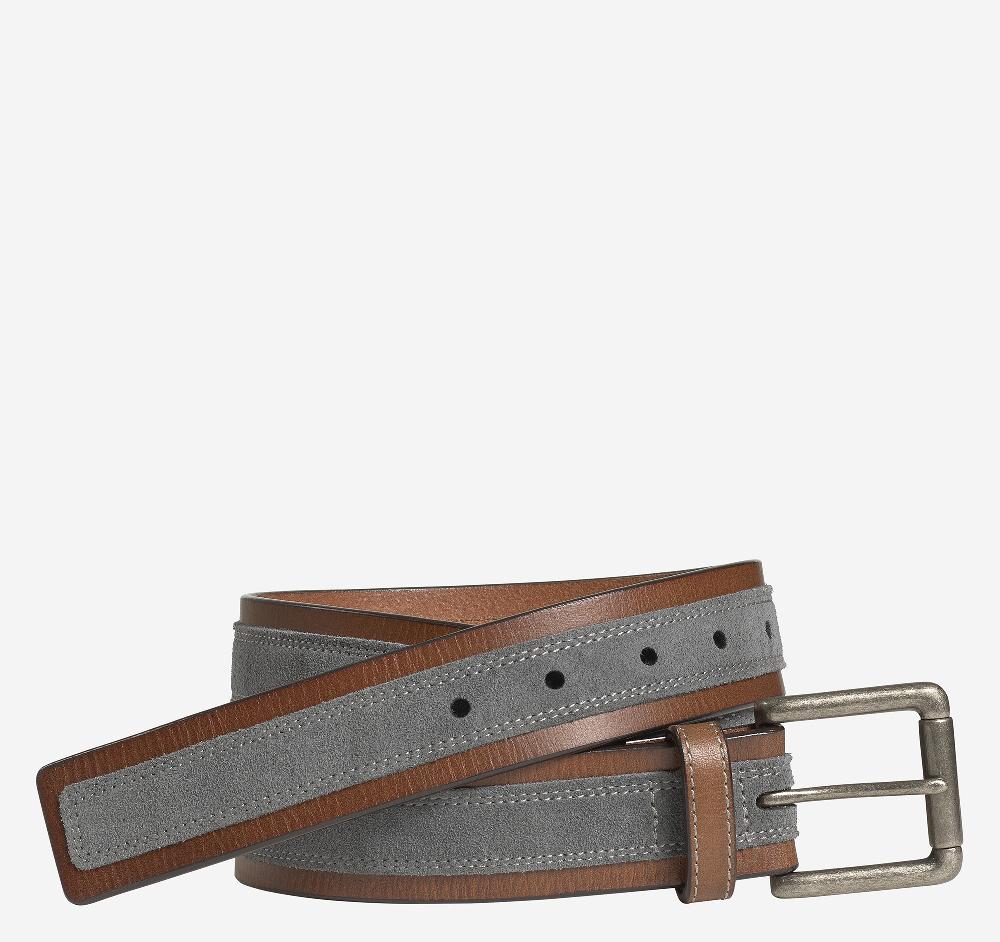 johnston & murphy Suede Overlay Belt Brown/Gray