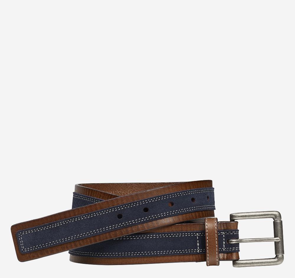 johnston & murphy Suede Overlay Belt Brown/Navy
