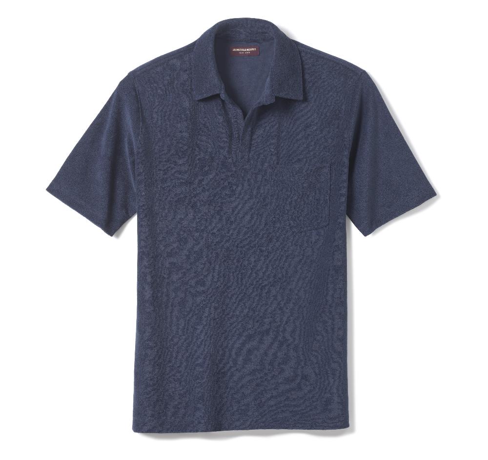 Johnston & Murphy Terry Open Collar Polo Navy