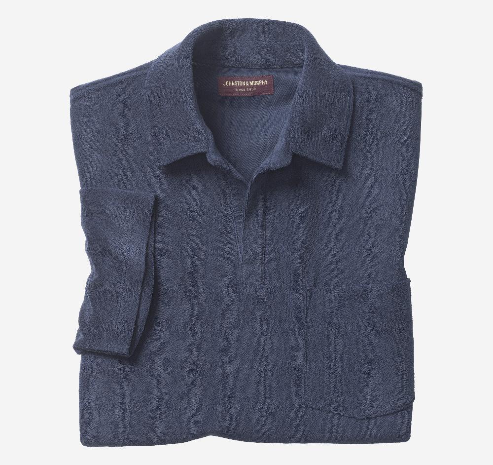 johnston & murphy Terry Open Collar Polo Navy