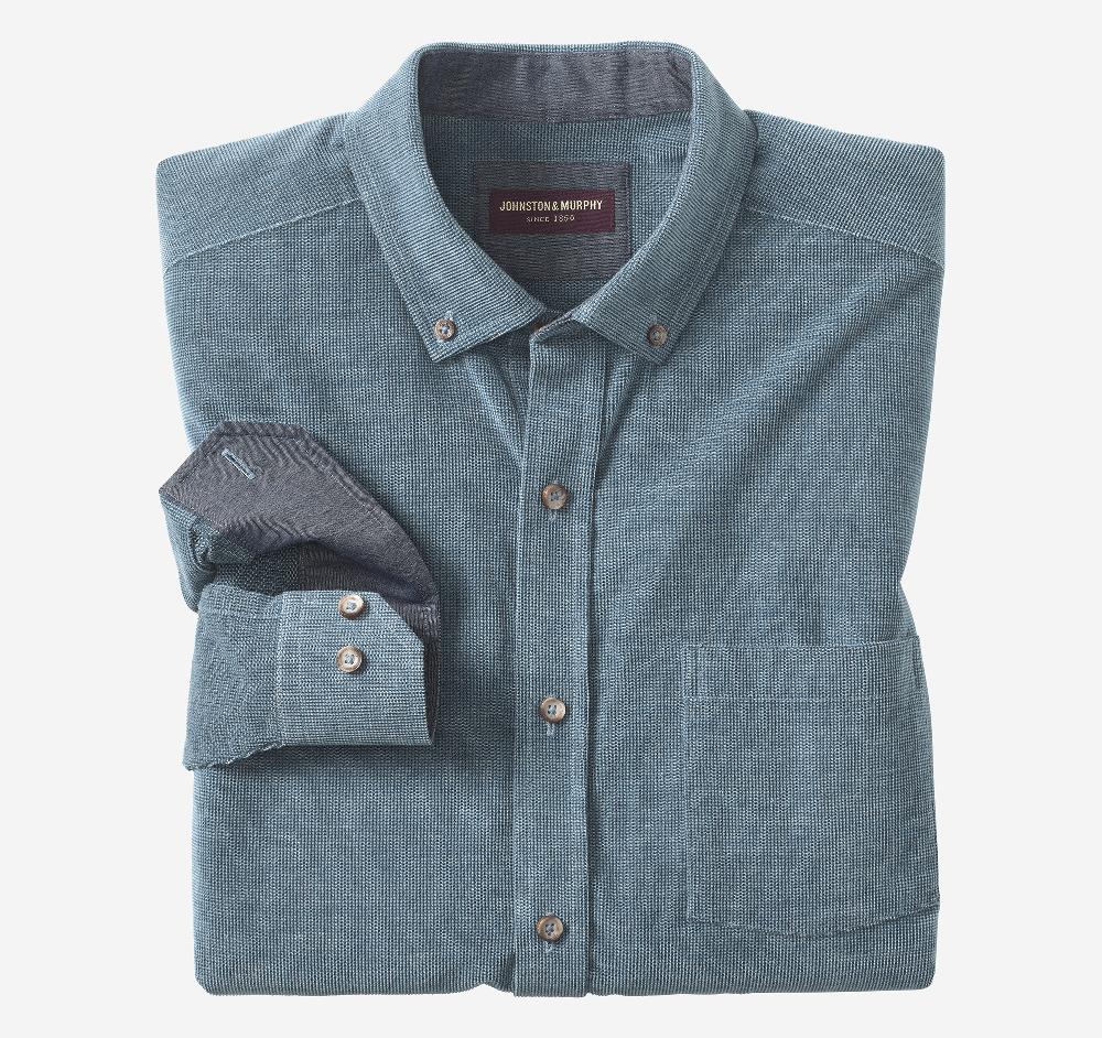johnston & murphy Textured Corduroy Shirt Blue
