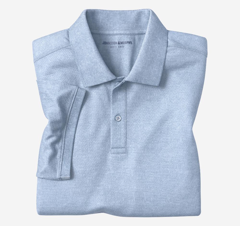 johnston & murphy Textured Print Polo Light Blue