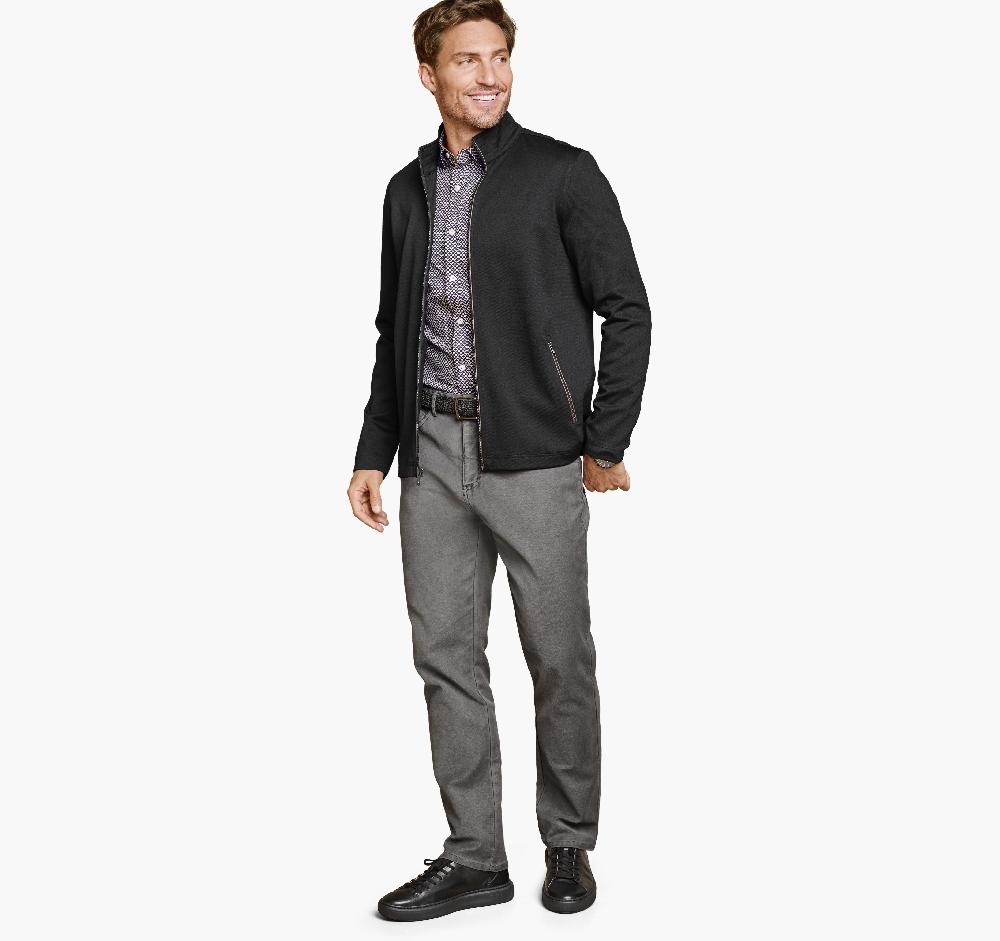 Johnston & Murphy Textured Solid Full Zip Black