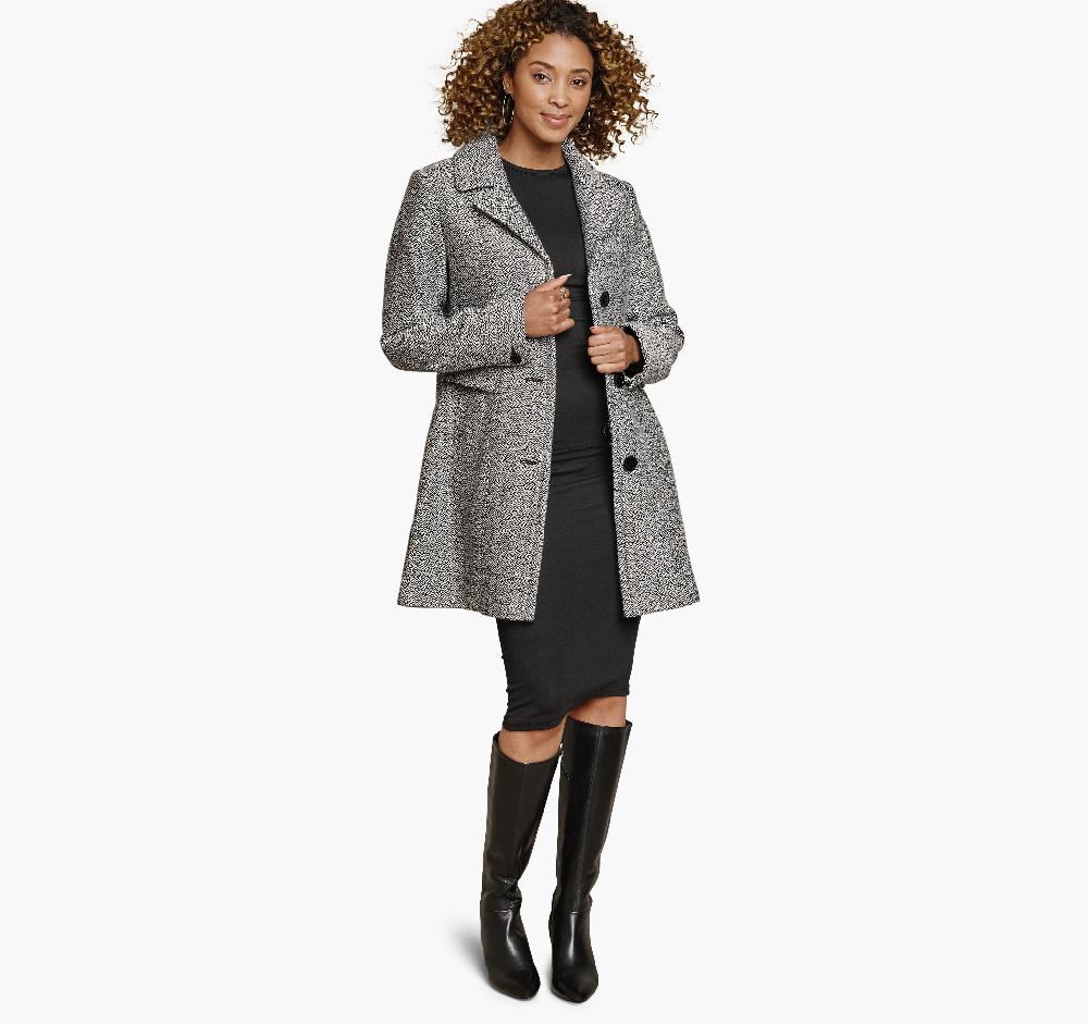 Johnston & Murphy Tweed Coat White/Black