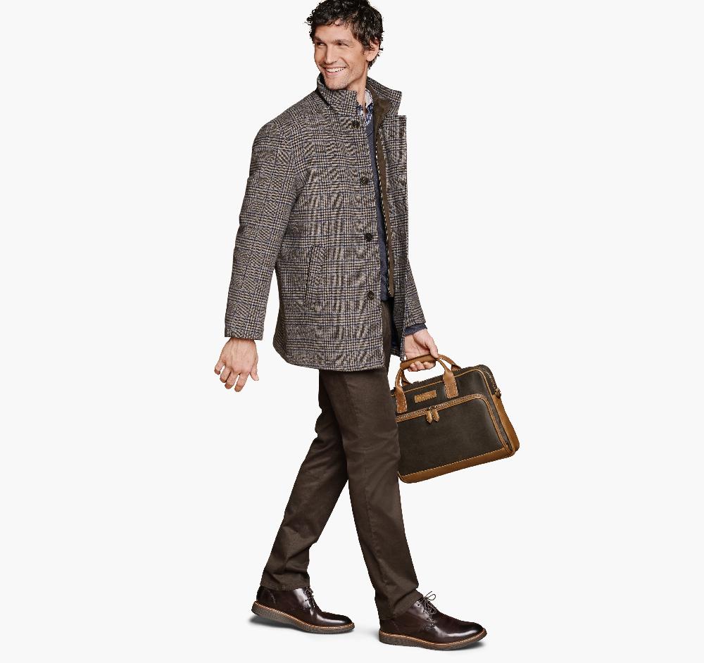 Johnston & Murphy Upton Car Coat Brown Plaid