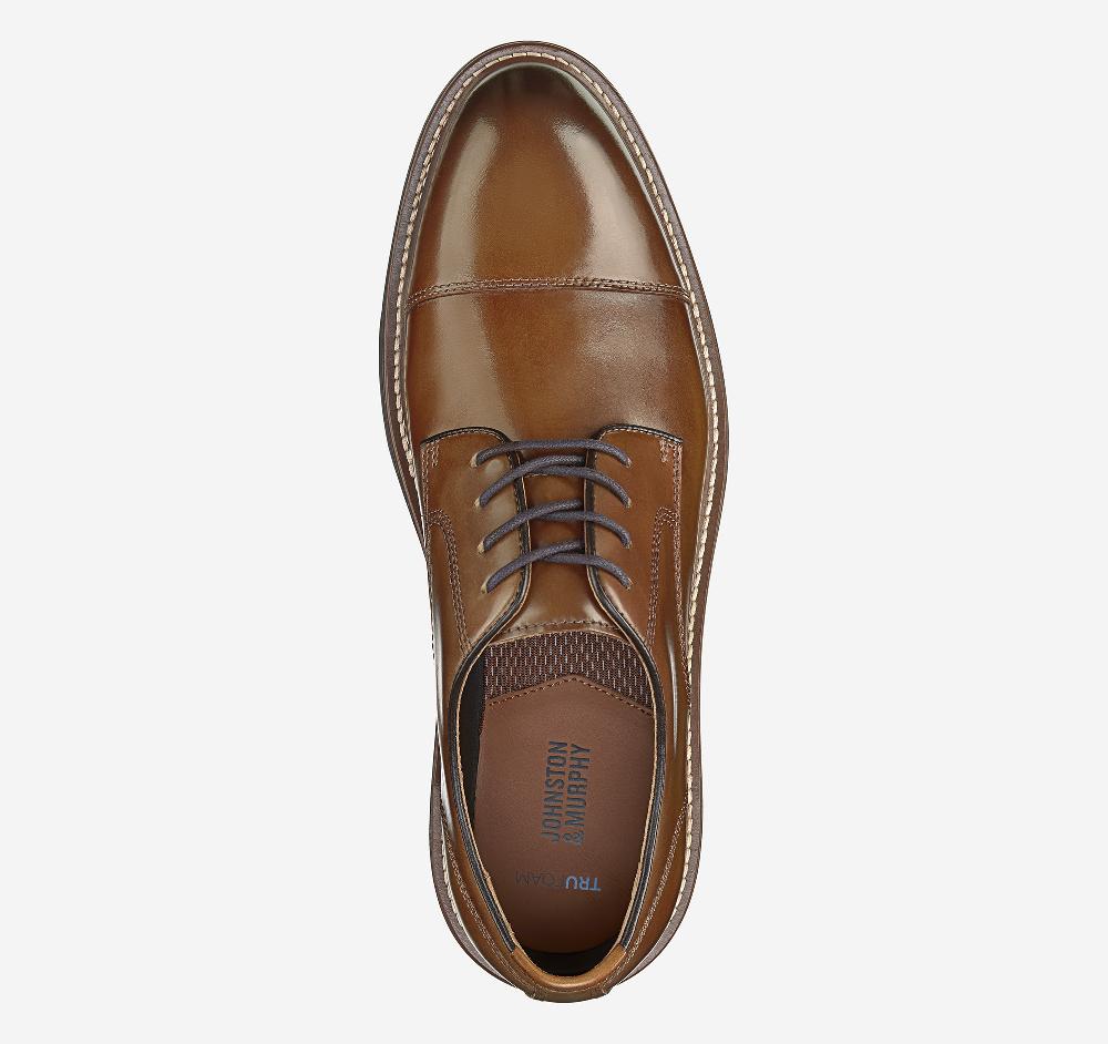 Johnston & Murphy Upton Dress Cap Toe Tan Full Grain
