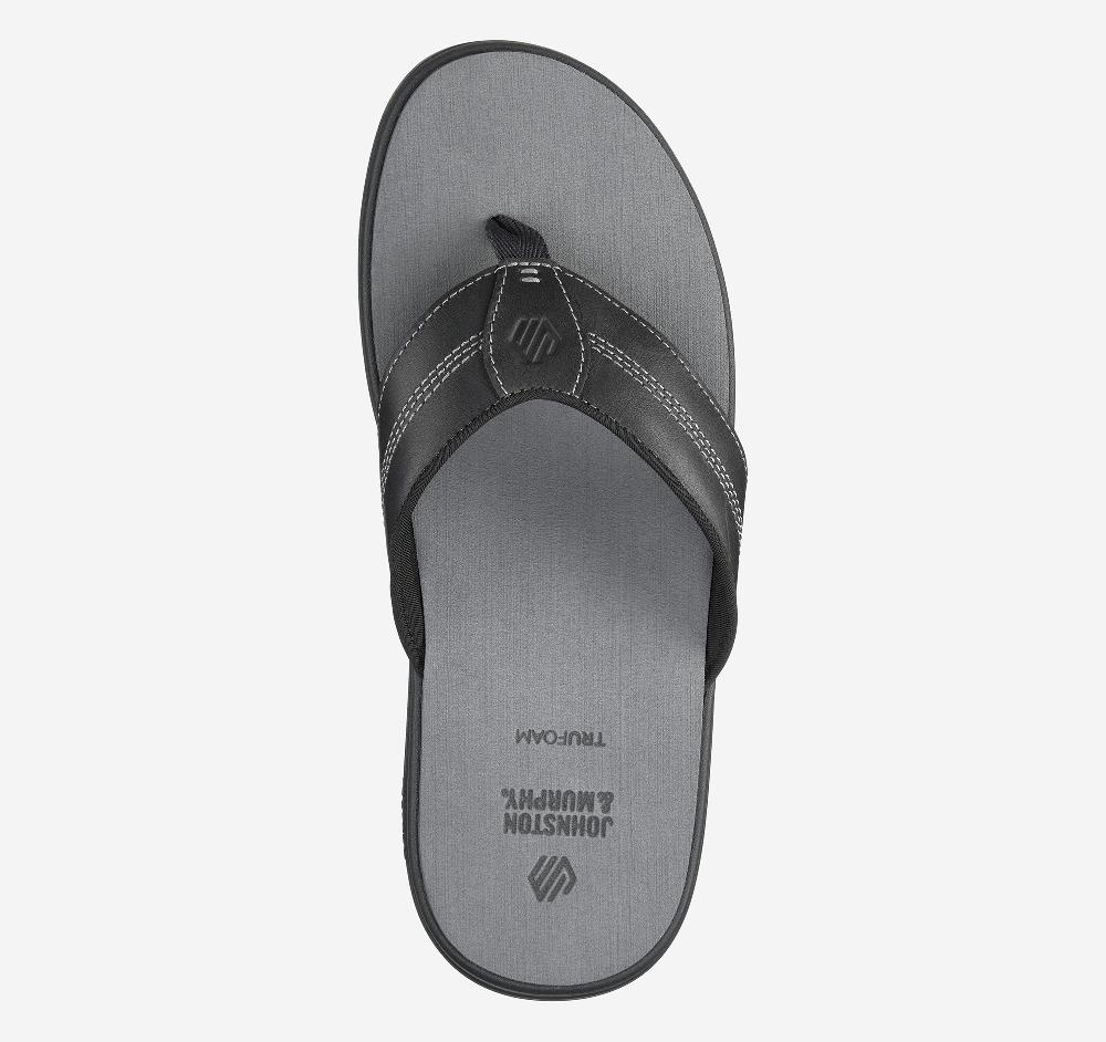 Johnston & Murphy Upton Flip-Flop Black Full Grain
