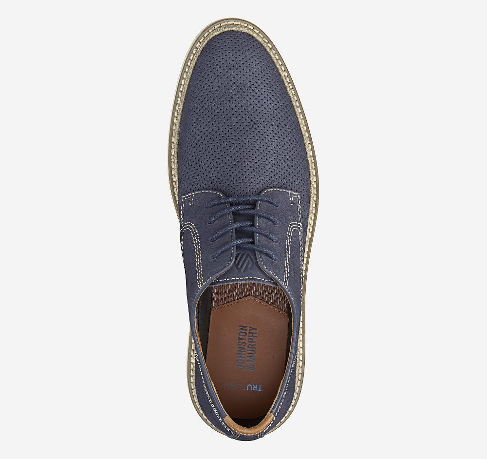 Johnston & Murphy Upton Perfed Plain Toe Navy Nubuck