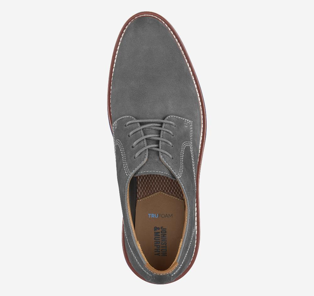 Johnston & Murphy Upton Plain Toe Gray Nubuck