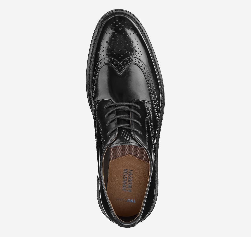 Johnston & Murphy Upton Wingtip Black Full Grain