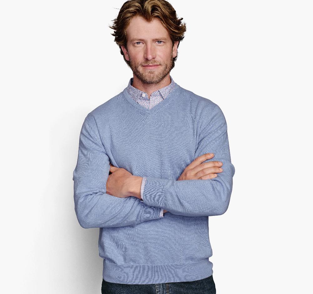johnston & murphy V-Neck Sweater Light Blue