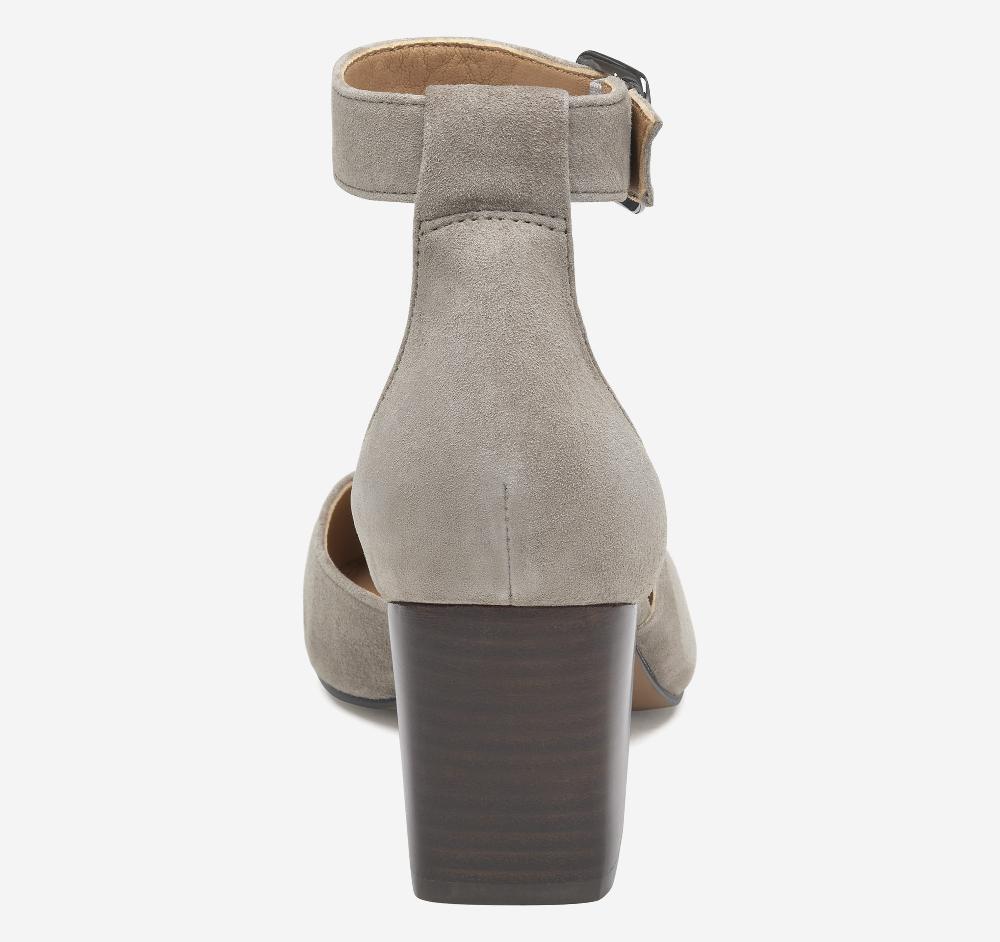 Johnston & Murphy Vicki Ankle Strap Taupe Kid Suede