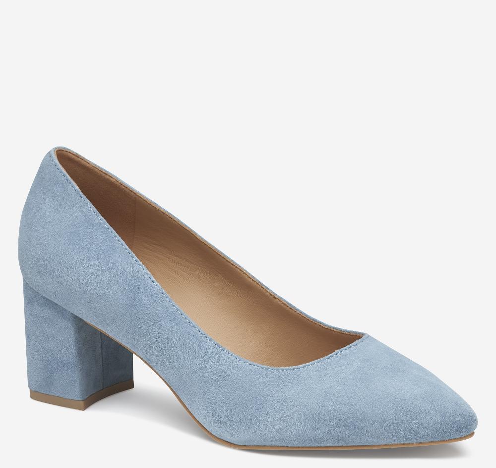 johnston & murphy Vicki Pump Slate Blue Kid Suede