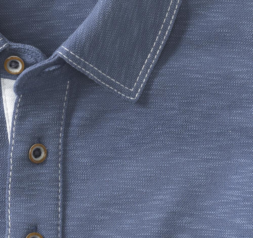 Johnston & Murphy Vintage Slub Long-Sleeve Polo Blue