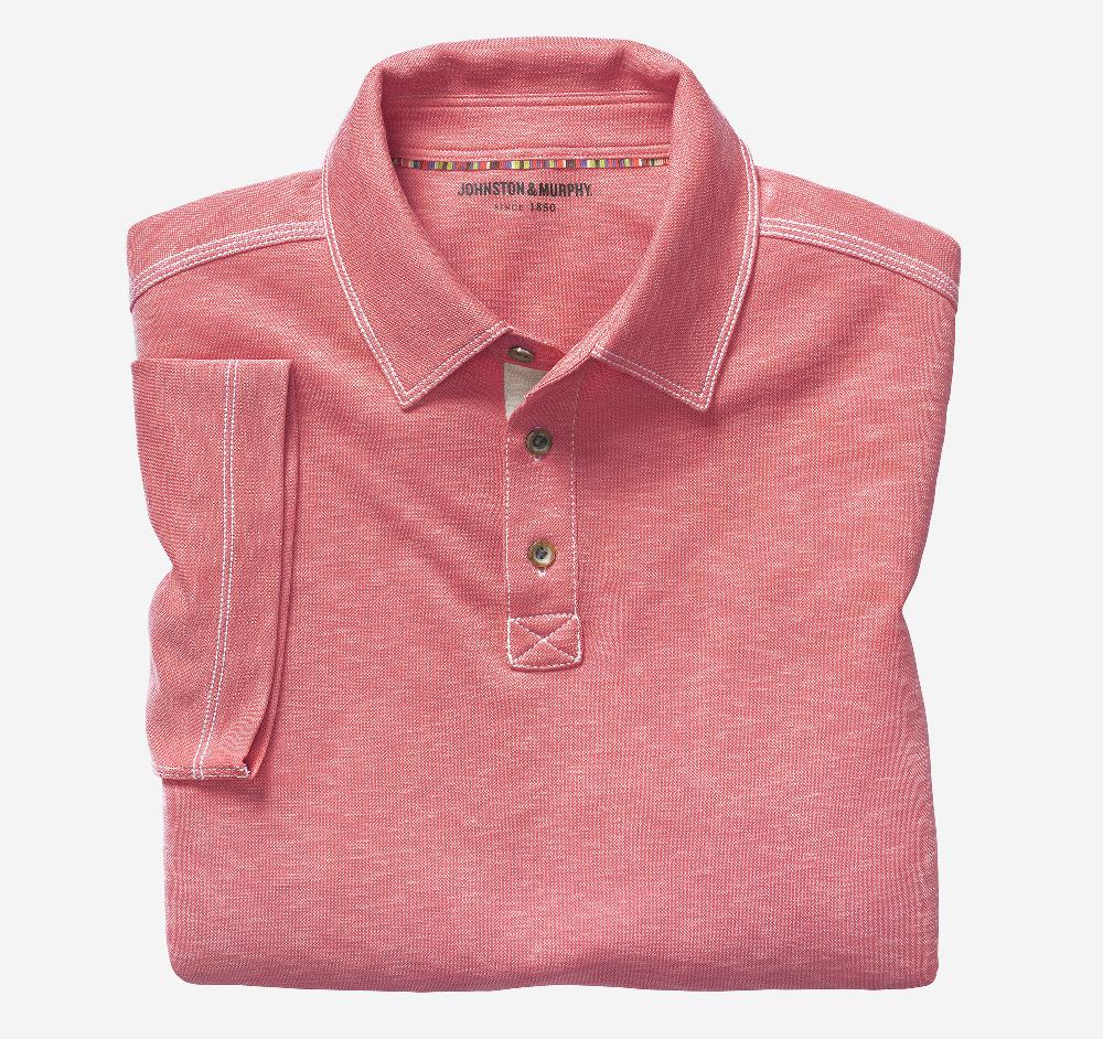 johnston & murphy Vintage Slub Polo Coral