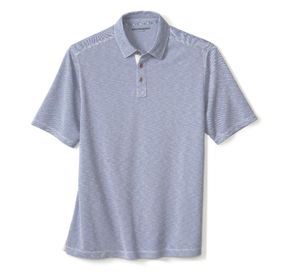 Johnston & Murphy Vintage Slub Polo Dusty Blue