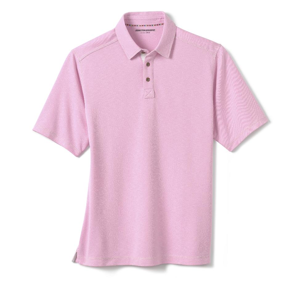 Johnston & Murphy Vintage Slub Polo Hot Pink