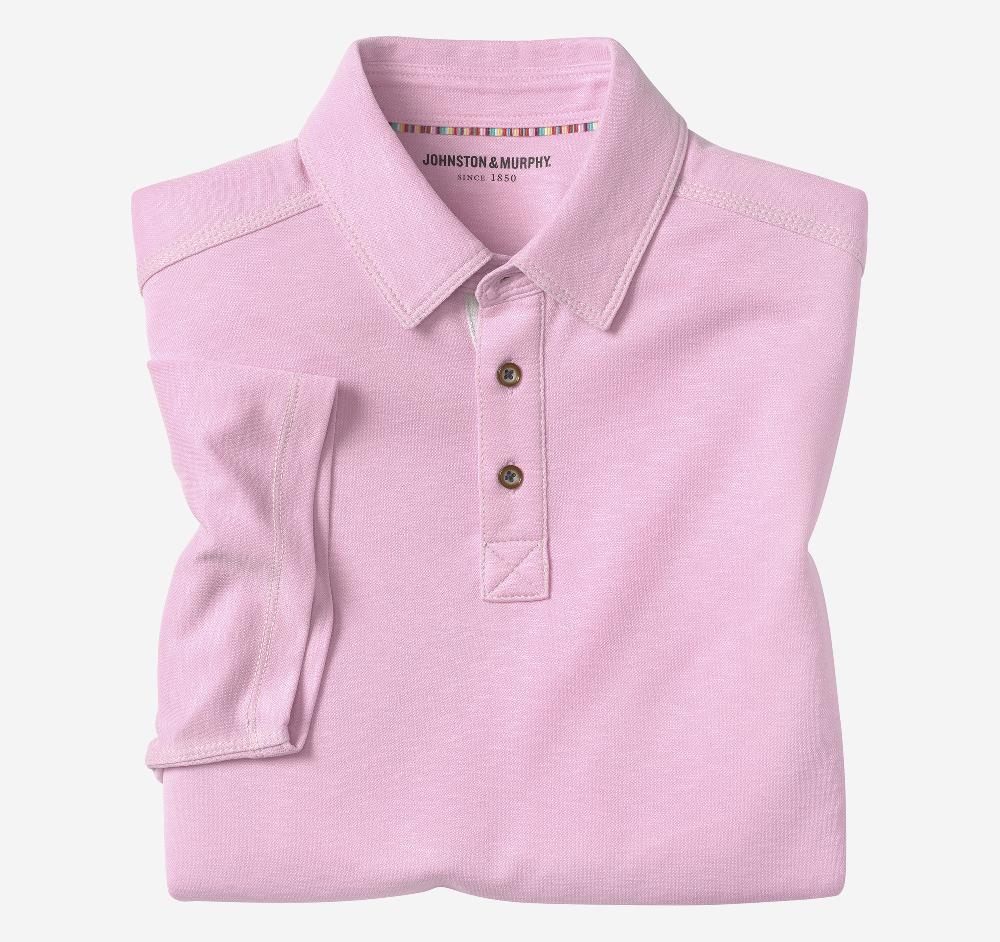 johnston & murphy Vintage Slub Polo Hot Pink