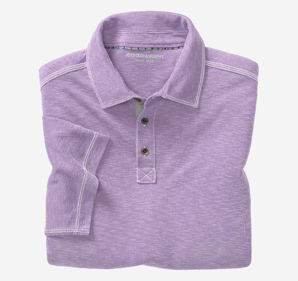 johnston & murphy Vintage Slub Polo Lavender