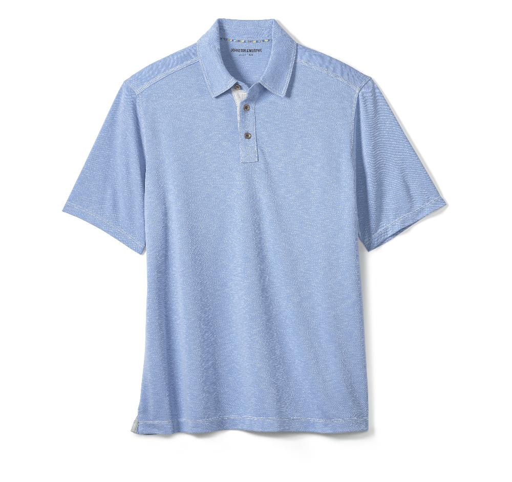 Johnston & Murphy Vintage Slub Polo Light Blue