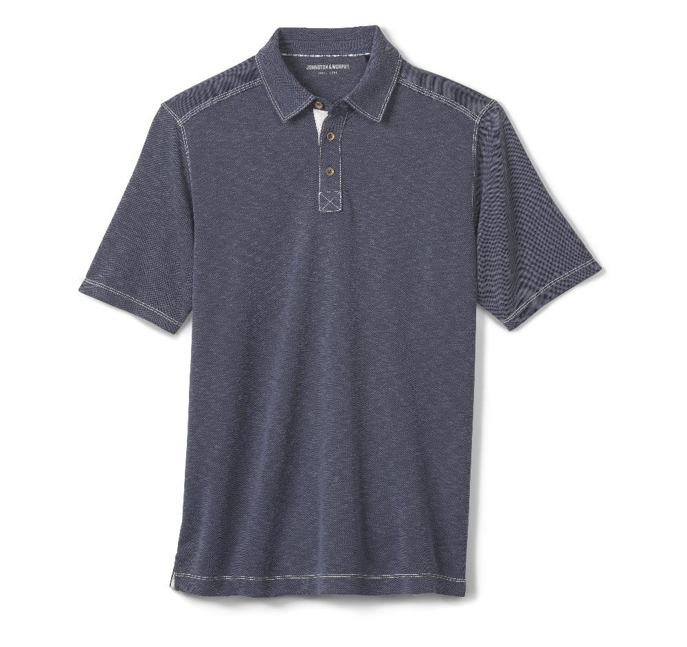 Johnston & Murphy Vintage Slub Polo Navy