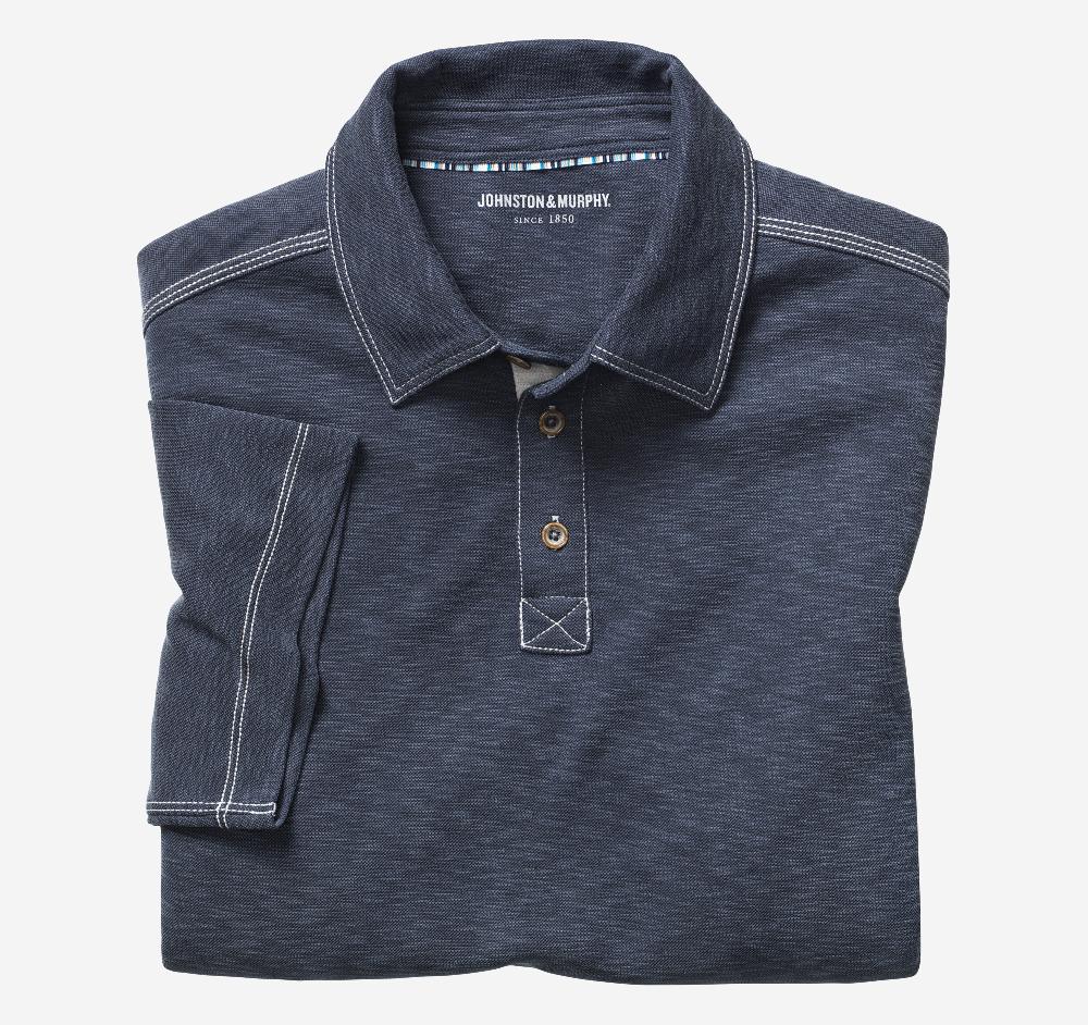 johnston & murphy Vintage Slub Polo Navy